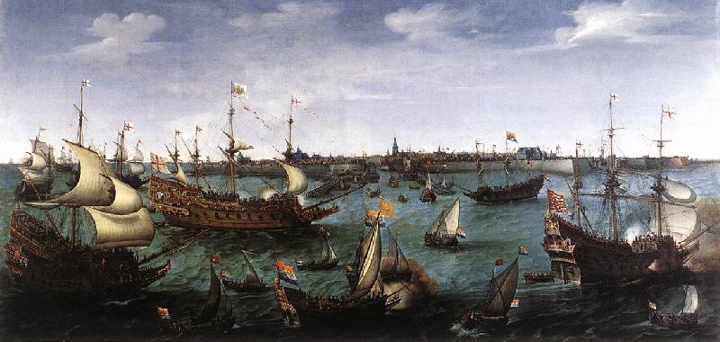VROOM, Hendrick Cornelisz. The Arrival at Vlissingen of the Elector Palatinate Frederick V wr oil painting picture